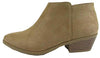 Soda Western Ankle Bootie Low Chunky Block Stacked Heel Natural Faux Suede
