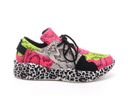 Cape Robbin Dreamland Neon Snake Multi Low To Platform Lace Up Fashion Sneakers