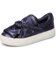 JSlides Women's Audra Fashion Sneaker Navy Leather KNotted Platform Sneakers