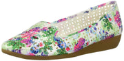 Aerosoles White Floral Slip On Cutout Molded Wedge Heel Ballet Flat Sandals