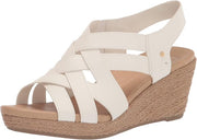 Dr. Scholl's Everlasting White Smooth Open Toe Slingback Wedge Espadrille Sandal