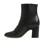 Sam Edelman Fenna Black Leather Almond Toe Block Heeled Fashion Ankle Boots