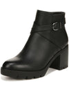Naturalizer Madalynn Jet Black Nubuck Buckle Water Repellent Ankle Boots 11