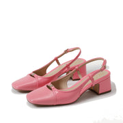 Sam Edelman Tarra Pink Lotus Leather Slingback Almond Toe Dress Heeled Sandals