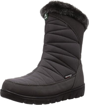 Kamik Hannah Black Rounded Toe Pull On Fur Trim Waterproof Mid-Calf Snow Boots 10