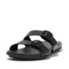 FitFlop Glides All Black Fashion Slip On Open Toe Double Strap Flat Sandals