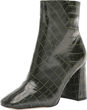 Sam Edelman Codie Deep Emerald Side Zipper Squared Toe Block Heel Fashion Boots