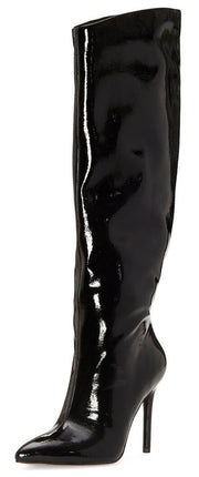 Jessica Simpson Liney Fashion Boot Black Patent Leather Pointed Toe Dress Boots