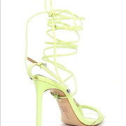 Schutz Vikki Green Fresh Ankle Strap Lace Up Open Toe Stiletto Heel Sandals