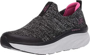 Skechers D'Lux Walker Quick Upgrade Black/Pink Pull On Knit Mesh Low Top Sneaker