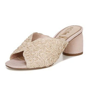 Sam Edelman Sareen Seashell Pink Slip On Tonal Raffia Embroidered Strap Sandals