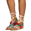 Cape Robbin Emily-63 Colorful Strappy Colorblock Hardware Gladiator Flats Sandal