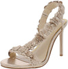 Jessica Simpson Jessin Gold Leather Open Toe Flower Strap High Heel Dress Sandal