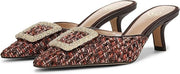 Sam Edelman Brit Coffee Multi Boucle Kitten Heel Slip On Pointed Toe Pumps