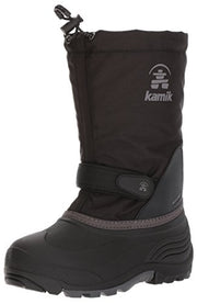 Kamik Kids' Waterbug5 Black Charcoal Rounded Toe Waterproof Round Toe Snow Boots