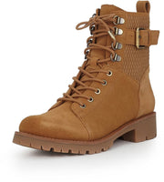 Sam Edelman Jansen Camel Hiker Suede Lace Up Round Toe Combat Ankle Moto Boots