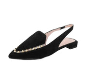 Cecelia New York Cleo Embellished Elasticized Slingback Pointed Toe Flats BLACK