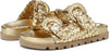 Sam Edelman Tiffanie Bright Gold Leather Buckle Open Toe Flat Slides Sandals