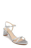 Jewel Badgley Mischka Omari Silver Clear Fashion open Toe Block Heeled Sandals 6