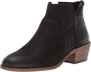 Vince Camuto Patelle Black Leather Low Cut Out Block Heel Ankle Bootie