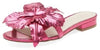 Cecelia New York Lila Metallic Fushia Flower Slip On Open Toe Flat Slide Sandals