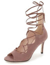 Klub Nico Matilda Mauve Blush open-toe sandal tie up slim stiletto heel Bootie