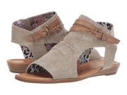 Blowfish Malibu Blumoon Light Taupe Smokey Twill/Dyecut Open Toe Zipper Sandal