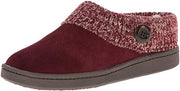 Clarks Burgundy Knitted Slip On Rounded Toe Furry Collar Spring Clog Mules