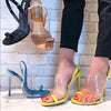 Cape Robbin Sensuous Yellow Slingback Toe Loop Clear Transparent sandal Pumps