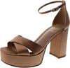 Sam Edelman Jullian Prarie Sand Open Toe Ankle Strap Block Heeled Sandals