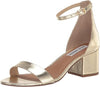 Steve Madden Irenee Gold Lizard Rounded Open Toe Ankle Strap Block Heel Sandals