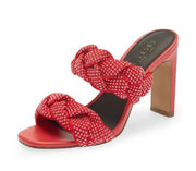 Cecelia New York Vixon Red Womens Sandals Beads Mule Braided Vamp Straps Slides