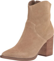 Steve Madden Cate Sand Suede Block Heel Pointed Toe Pull On Fashion Ankle Boots