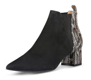 Klub Nico RENITA Black Suede Dramatically Pointy Toe Block Heel Chelsea Booties