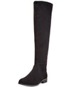 Wanted Flatland Black Suede Over Knee Cuff Fitted Stretch Slouchy Flat Boots