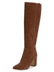 Sam Edelman Hai Nut Brown Mid Block Heel Pointed Toe Knee High Dress Boots