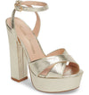 Lauren Lorraine Carla GOLD Platform High Heeled Retro Open Toe Pump Sandals