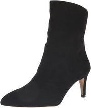 Sam Edelman Usha Black Suede Pointed Toe Kitten Heeled Leather Ankle Booties