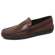 Tod's Leather Brown Leather Moccasin Elegant Leather Lining Rubber Sole Loafers