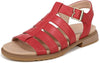 Dr. Scholl's A Ok Heritage Red Smooth Rounded Open Toe Ankle Strap Flats Sandals