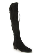 Schutz talia black tall round toe suede over the knee strech fitted riding boots