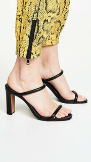 Steven by Steve Madden Jersey Leather Black Open Toe Mule Pumps