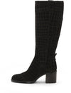 Vince Camuto Zemmy Black Suede Croco Fashion Knee Zipper Western Fashion Boot