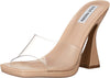 Steve Madden Lipa Clear Sculptural Heel Clear Upper Squared Toe Slip On Sandals