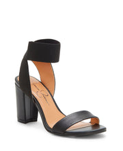 Jessica Simpson Siesto Black Ankle Open Toe Block Heel Elastic Fitted Sandal (5.5, Black)