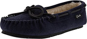 Clarks Women's Suede Moccasin Indoor and Outdoor Squared Toe Slip On Slippers