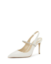 Vince Camuto Dallinza White Pointed Toe Rhinestone Pointed Slingback Pump