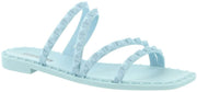 Steve Madden Skyler-J Baby Blue Leather Studded Strappy Slip On Flat Sandals