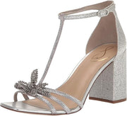 Sam Edelman Donnie Soft Silver Ankle Strap Squared Open Toe Block Heeled Sandals