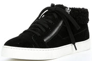 Steve Madden Kameo Faux-Fur Lined Lace-Up Rounded Toe Sneakers Black Suede